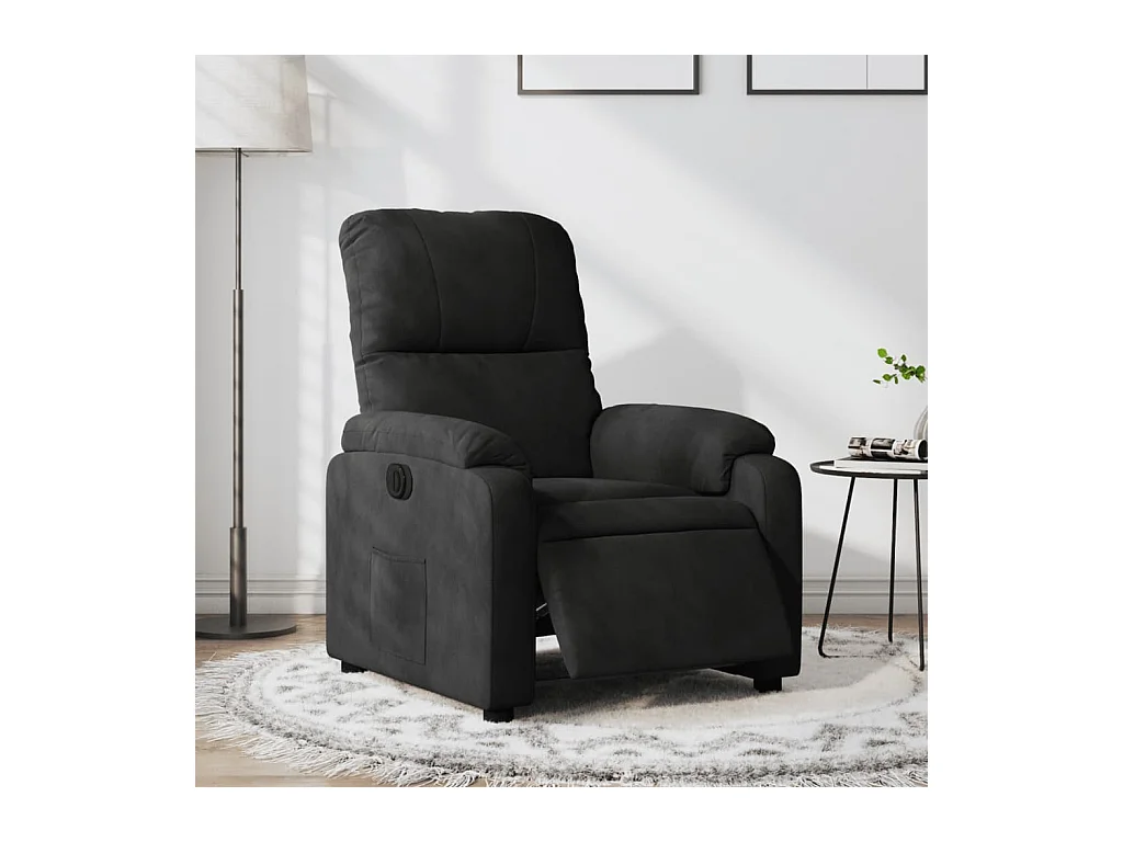 Fauteuil inclinable électrique noir tissu microfibre
