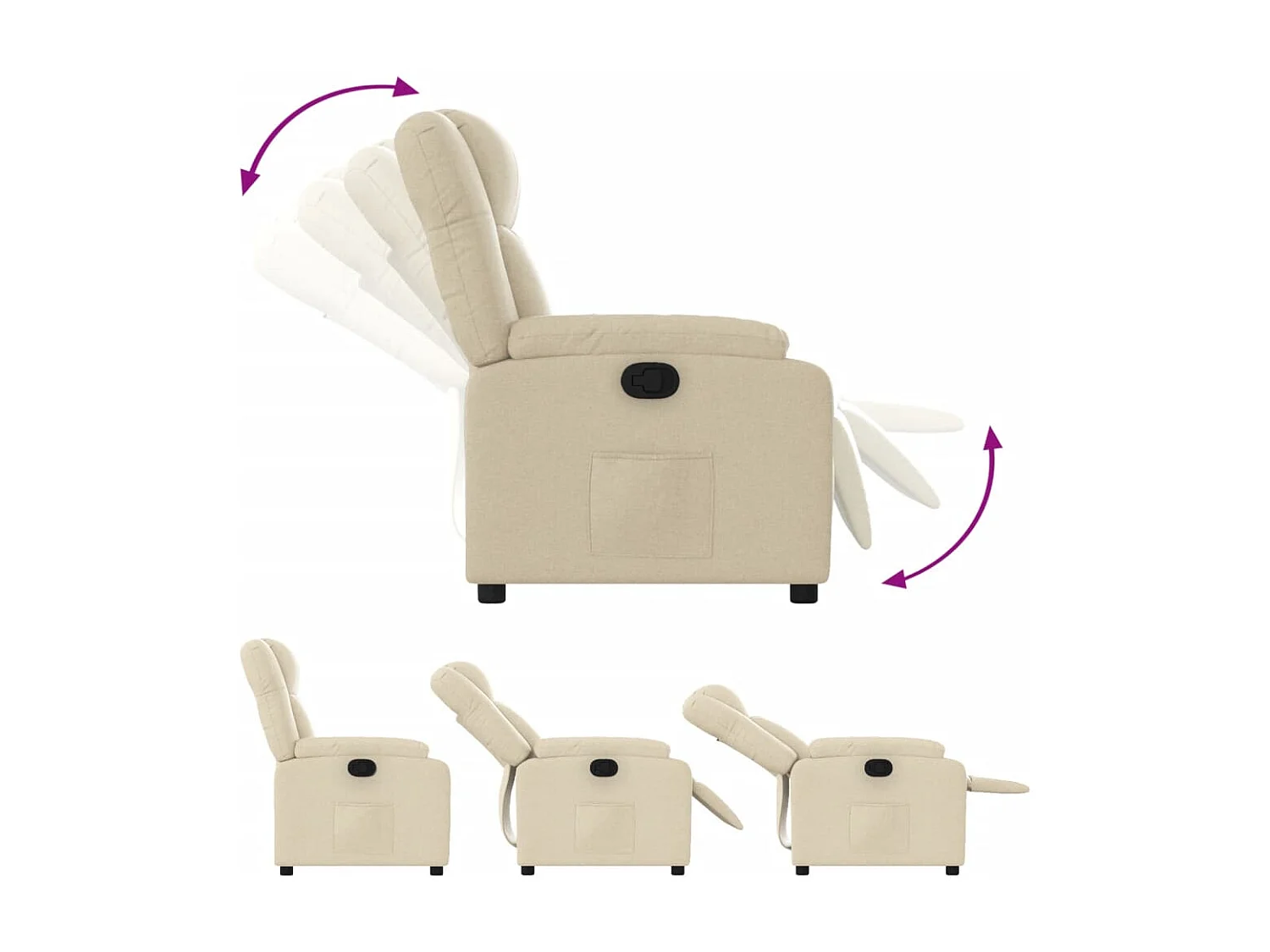 Fauteuil inclinable Crème Tissu