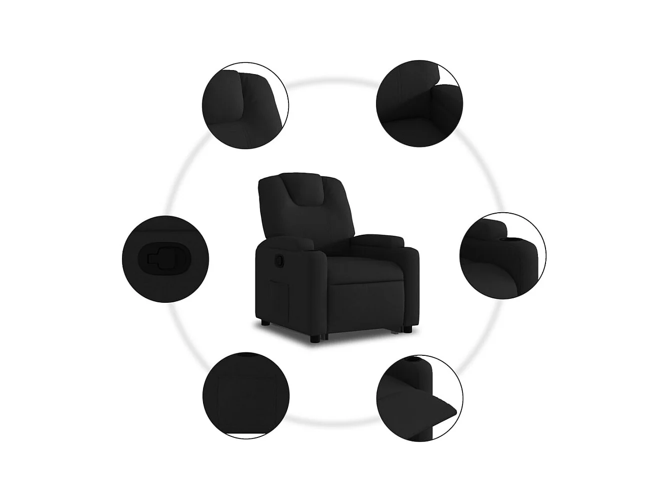 Sillón reclinable elevable tela negro