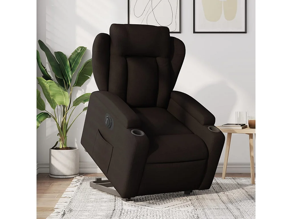Fauteuil inclinable électrique marron foncé tissu