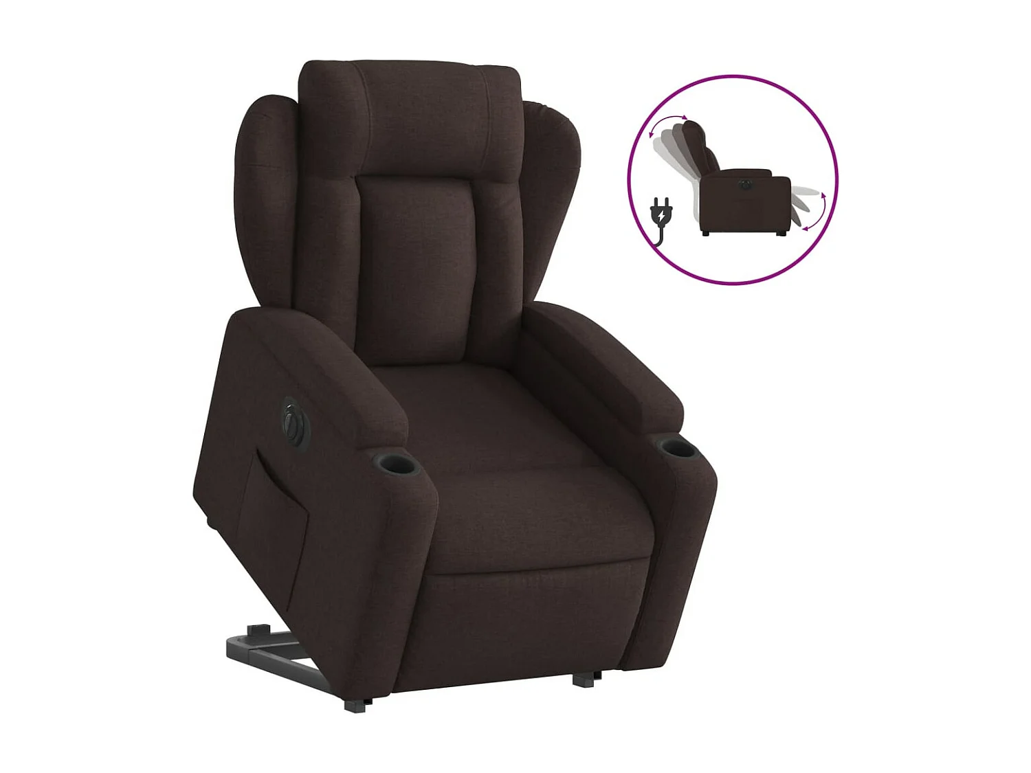 Fauteuil inclinable électrique marron foncé tissu