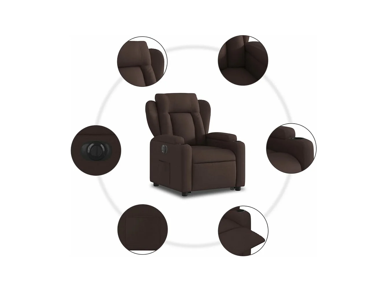 Fauteuil inclinable électrique marron foncé tissu