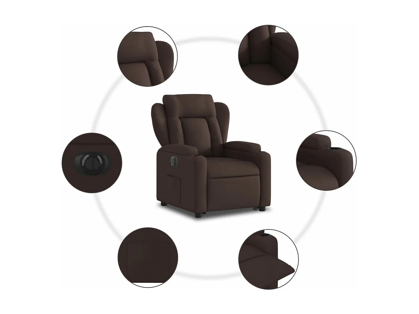 Fauteuil inclinable électrique marron foncé tissu