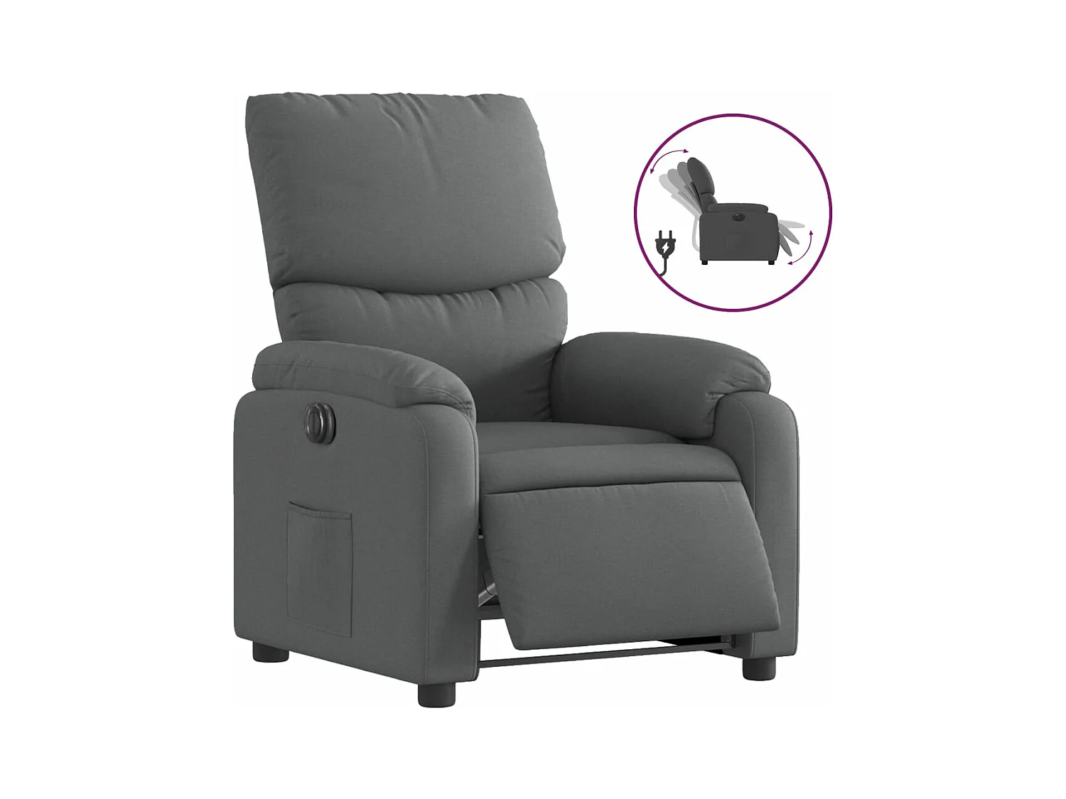 Fauteuil inclinable électrique Gris foncé Tissu