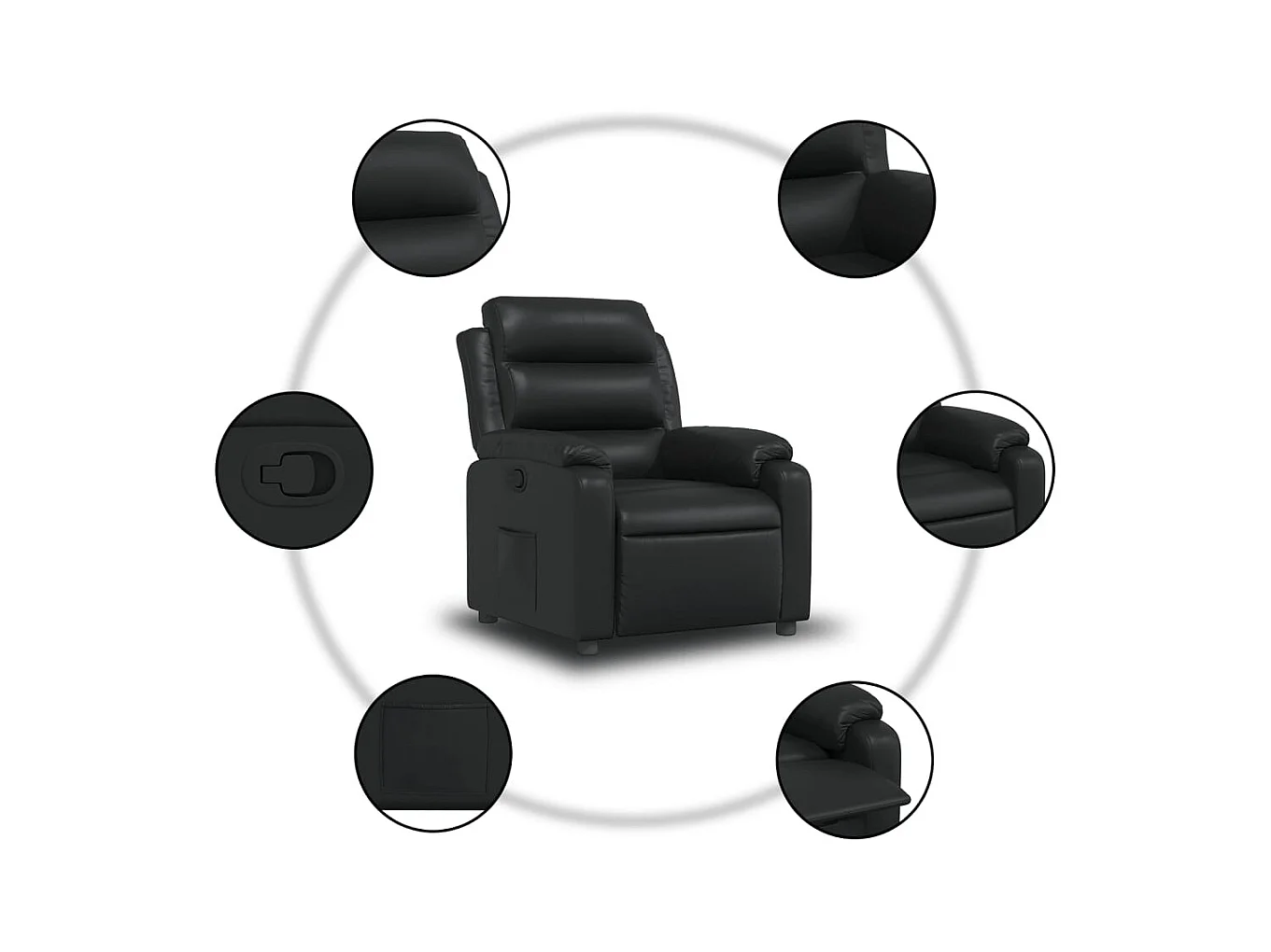 Fauteuil inclinable Noir Similicuir