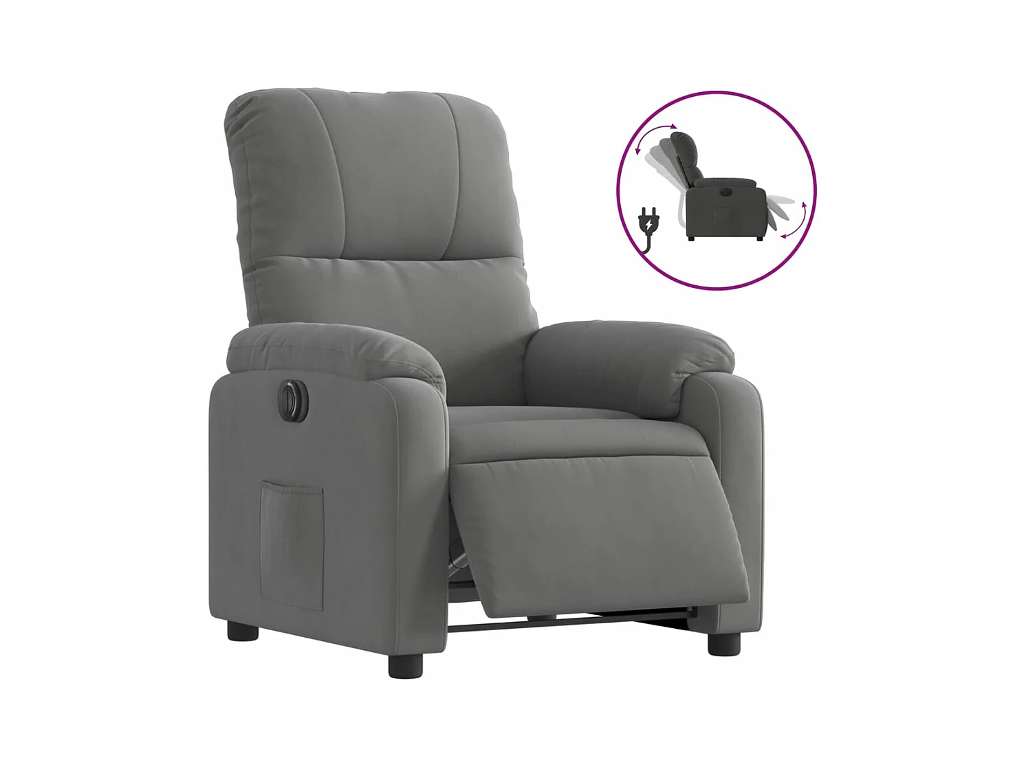 Fauteuil inclinable électrique gris foncé tissu microfibre