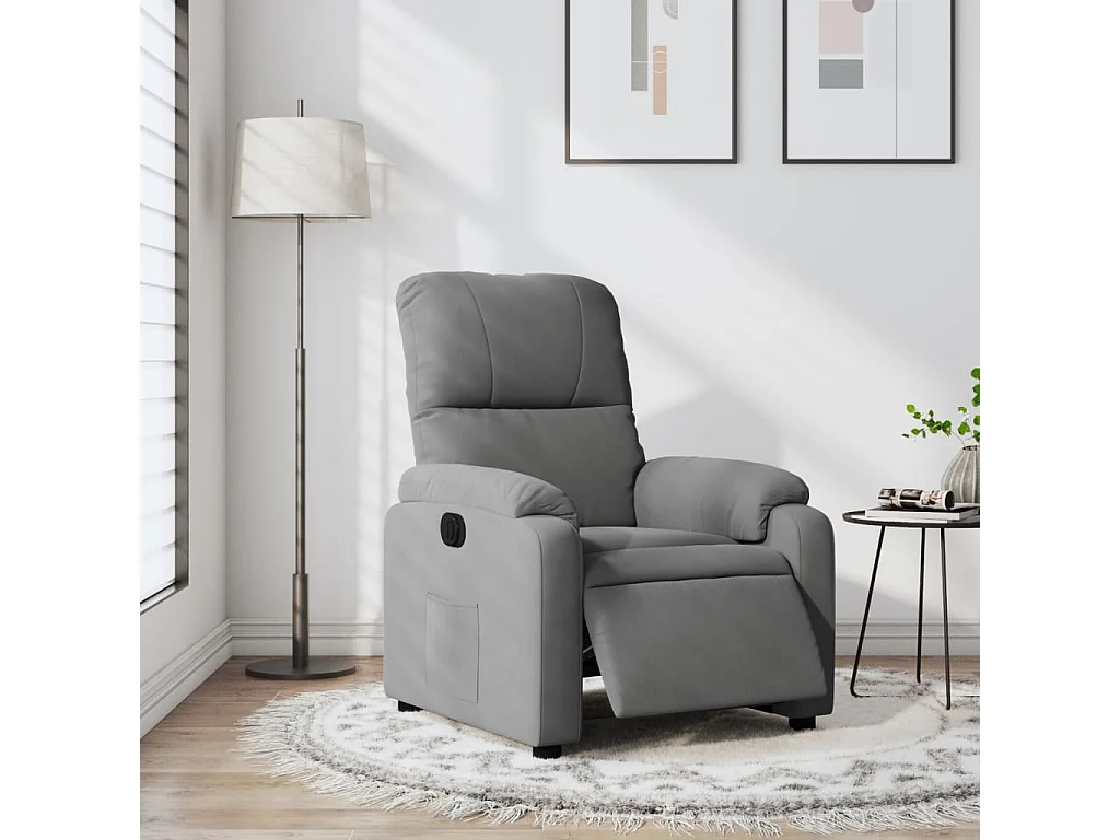 Fauteuil inclinable électrique gris foncé tissu microfibre
