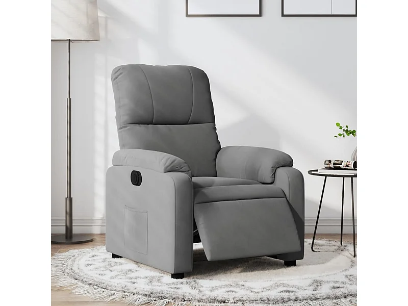 Fauteuil inclinable électrique gris foncé tissu microfibre