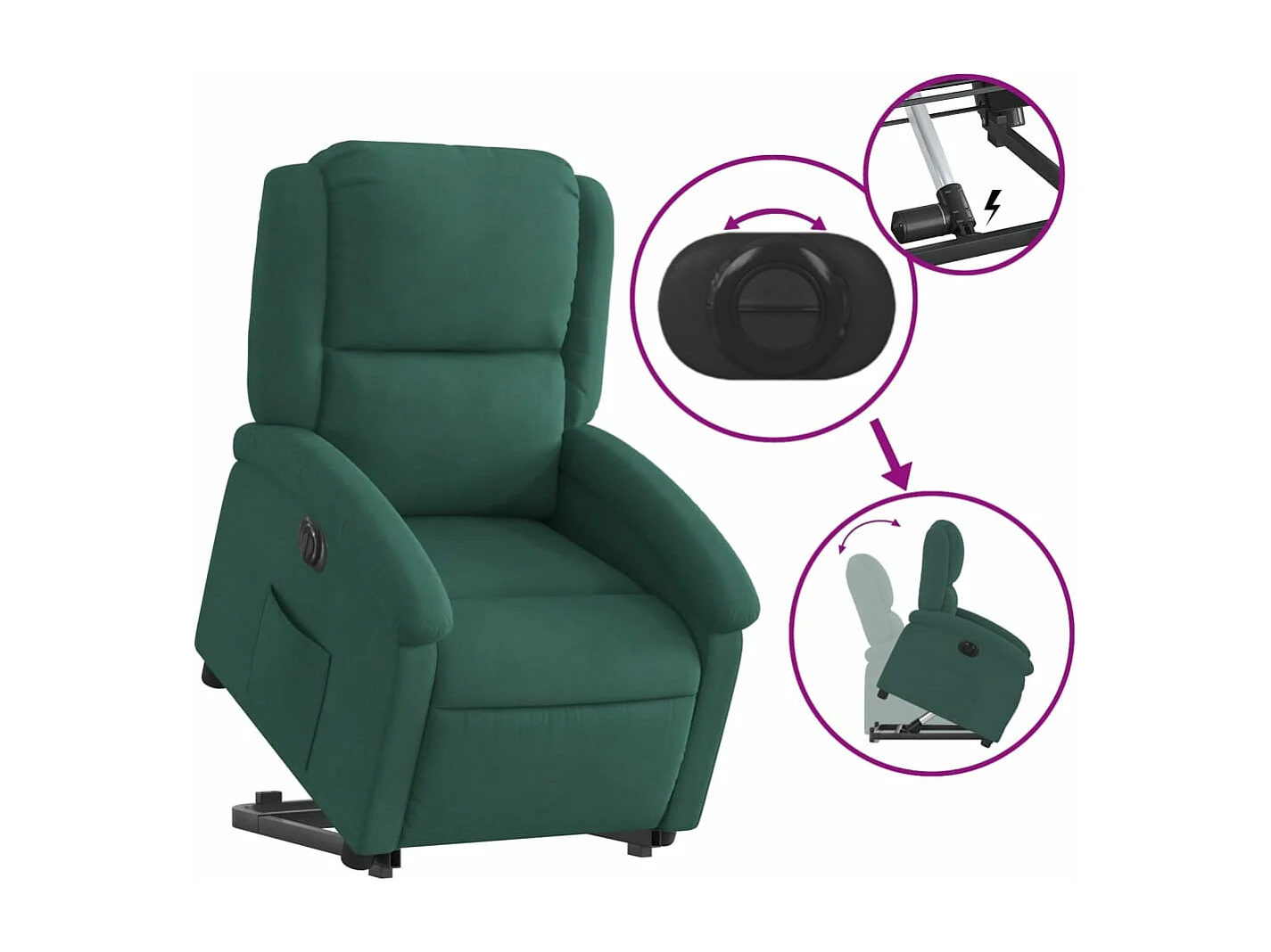 Fauteuil inclinable électrique vert foncé velours