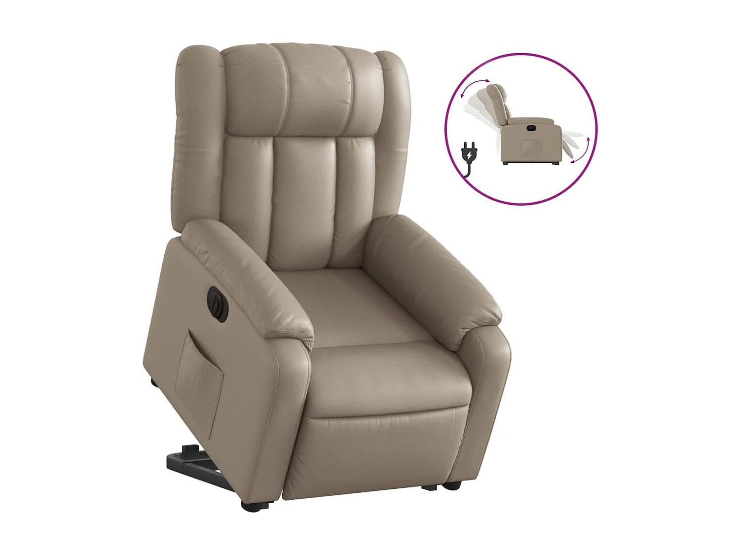 Sta-op-stoel elektrisch kunstleer cappuccinokleurig