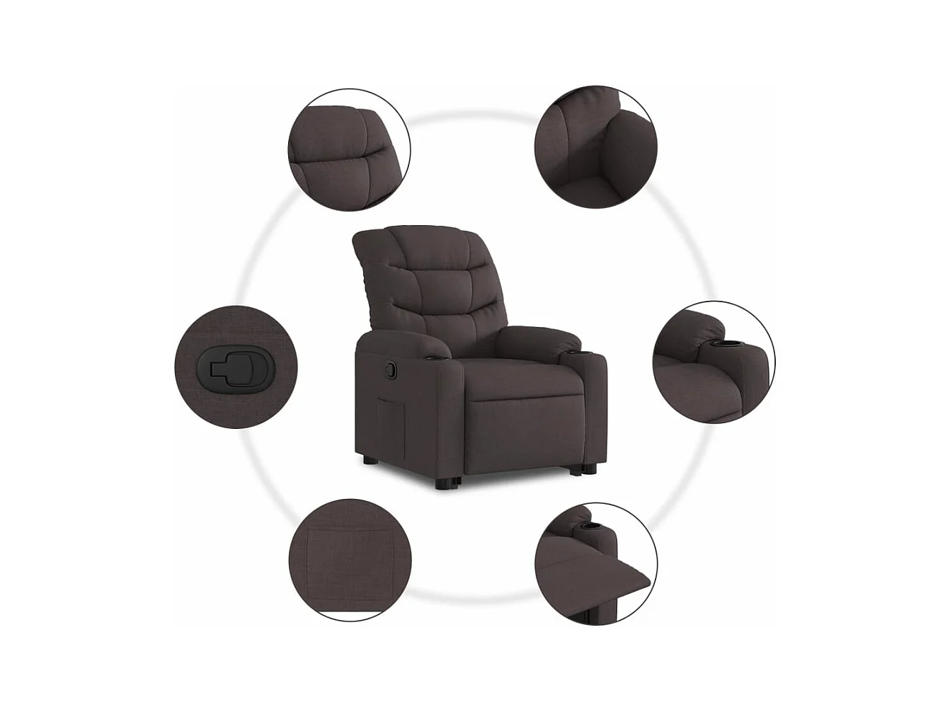 Fauteuil inclinable marron foncé tissu