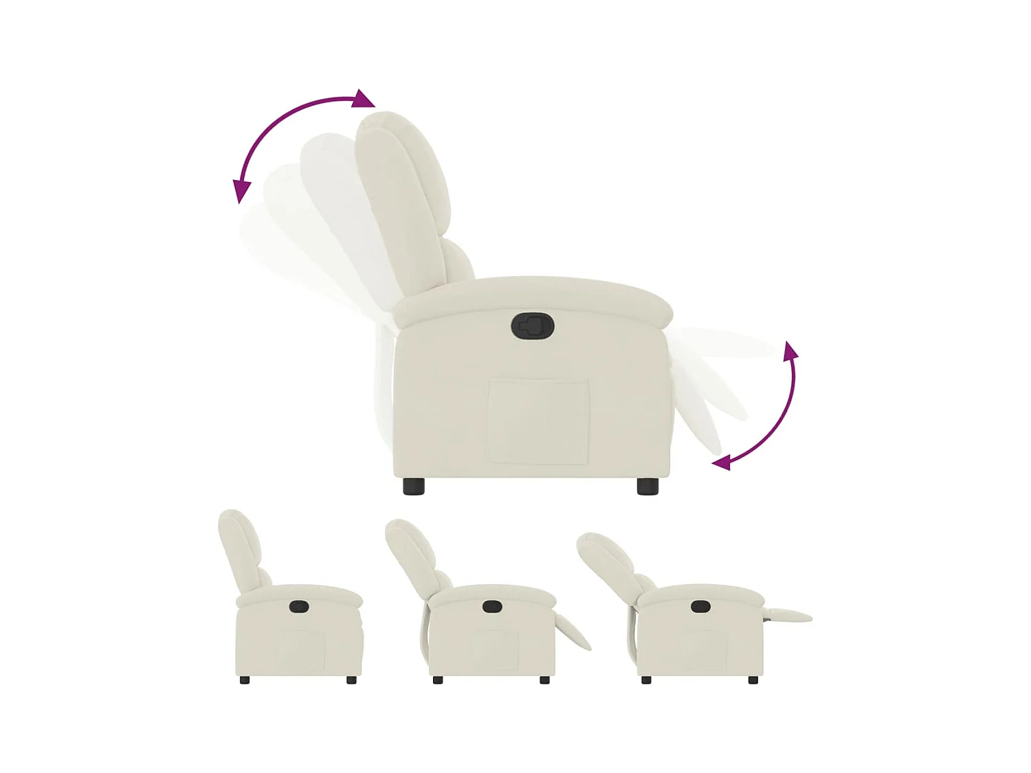 Fauteuil inclinable Crème Velours