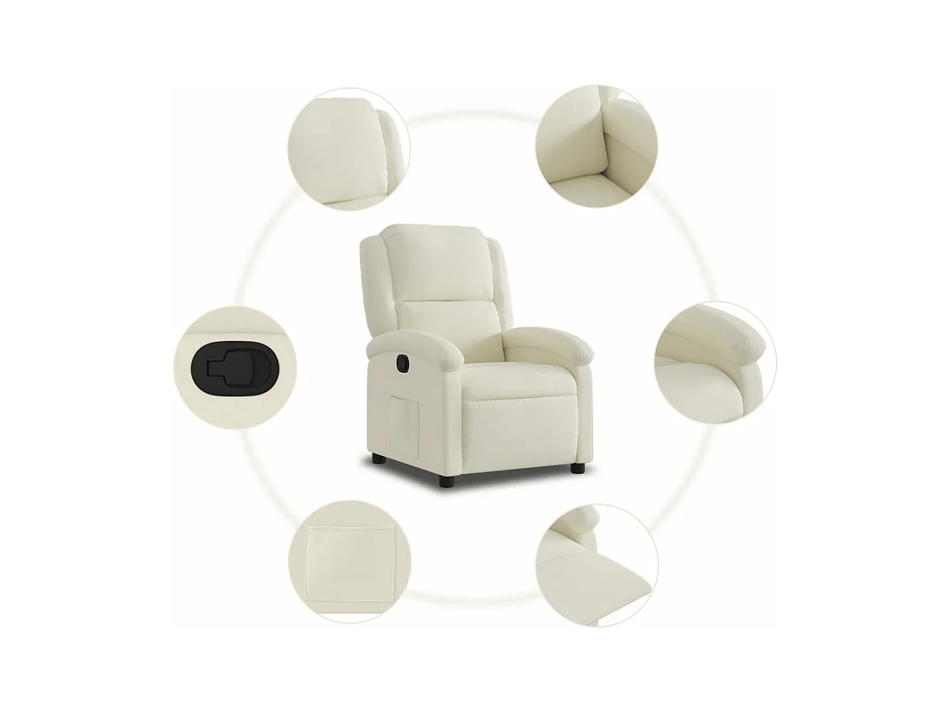 Fauteuil inclinable Crème Velours
