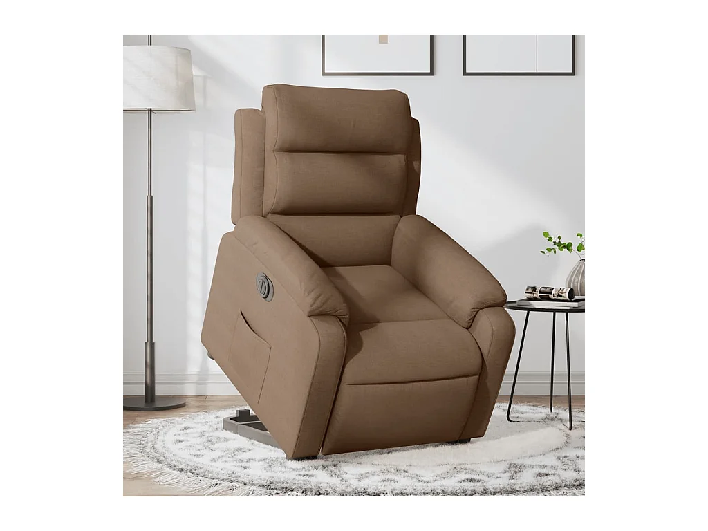 Fauteuil inclinable électrique marron tissu