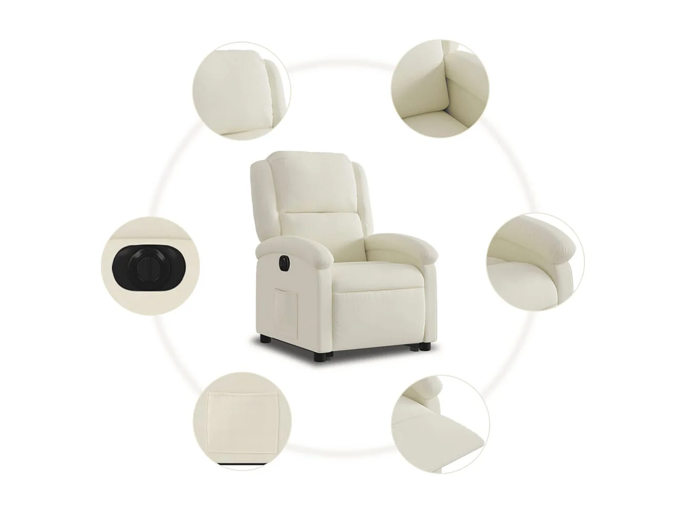 Fauteuil inclinable électrique crème velours