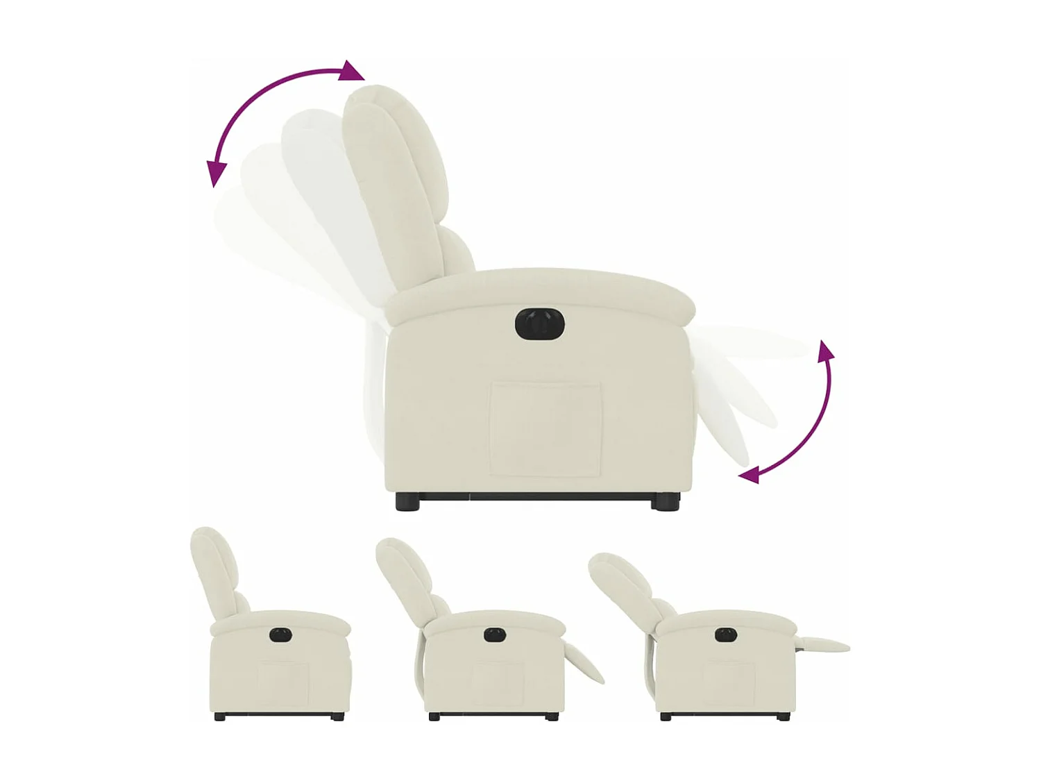 Sillón eléctrico reclinable elevable de terciopelo crema