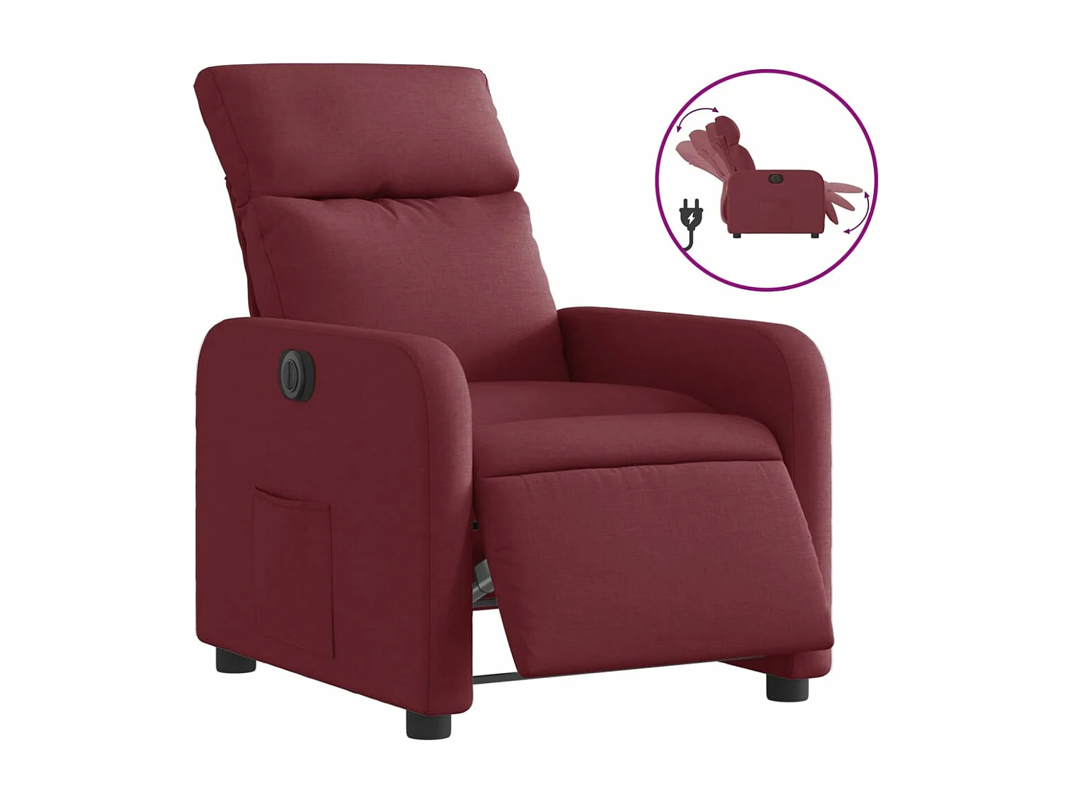 Fauteuil inclinable électrique Rouge bordeaux Tissu