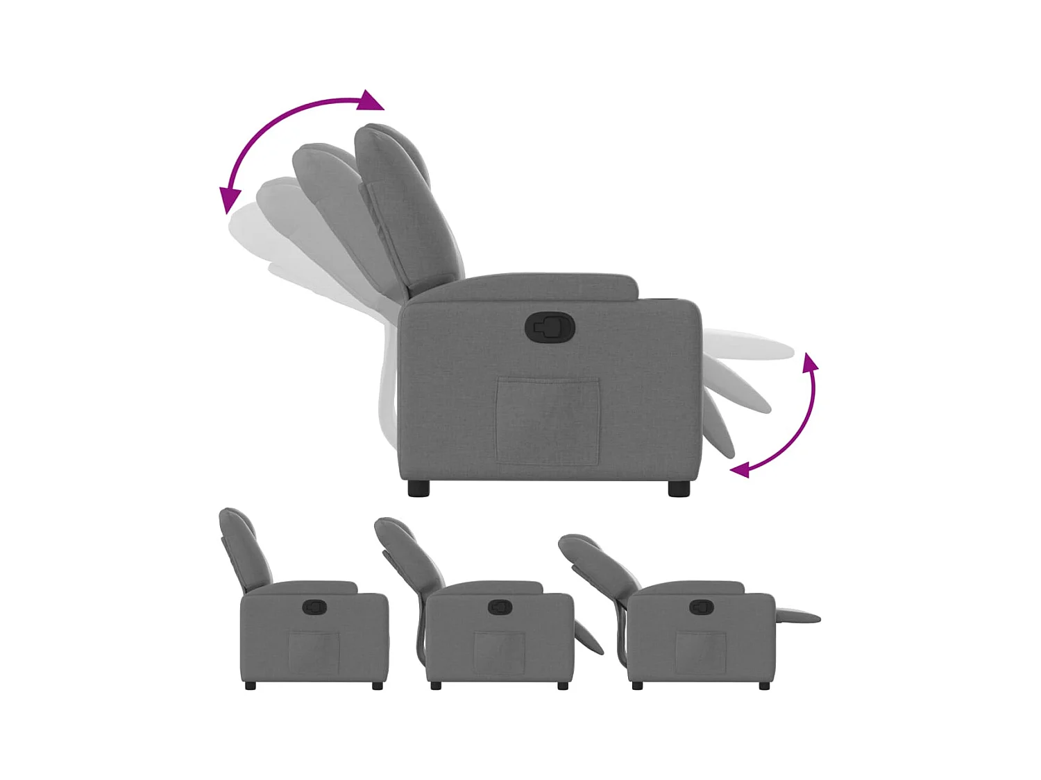 Fauteuil inclinable Gris foncé Tissu