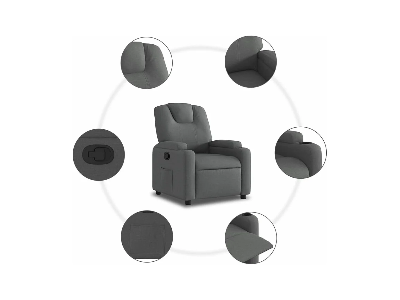 Fauteuil inclinable Gris foncé Tissu