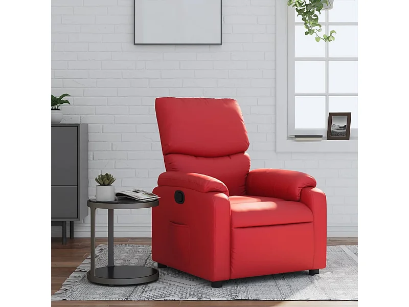Sillón reclinable de cuero sintético rojo