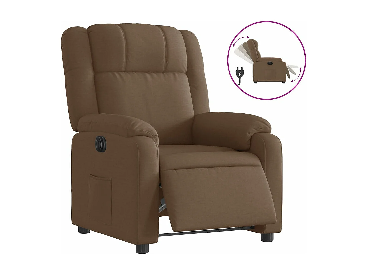 Fauteuil inclinable électrique Marron Tissu