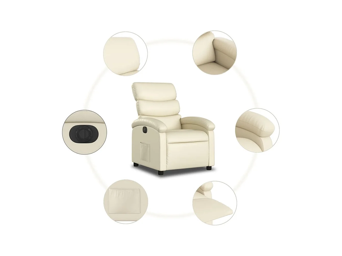 Fauteuil inclinable électrique Crème Similicuir