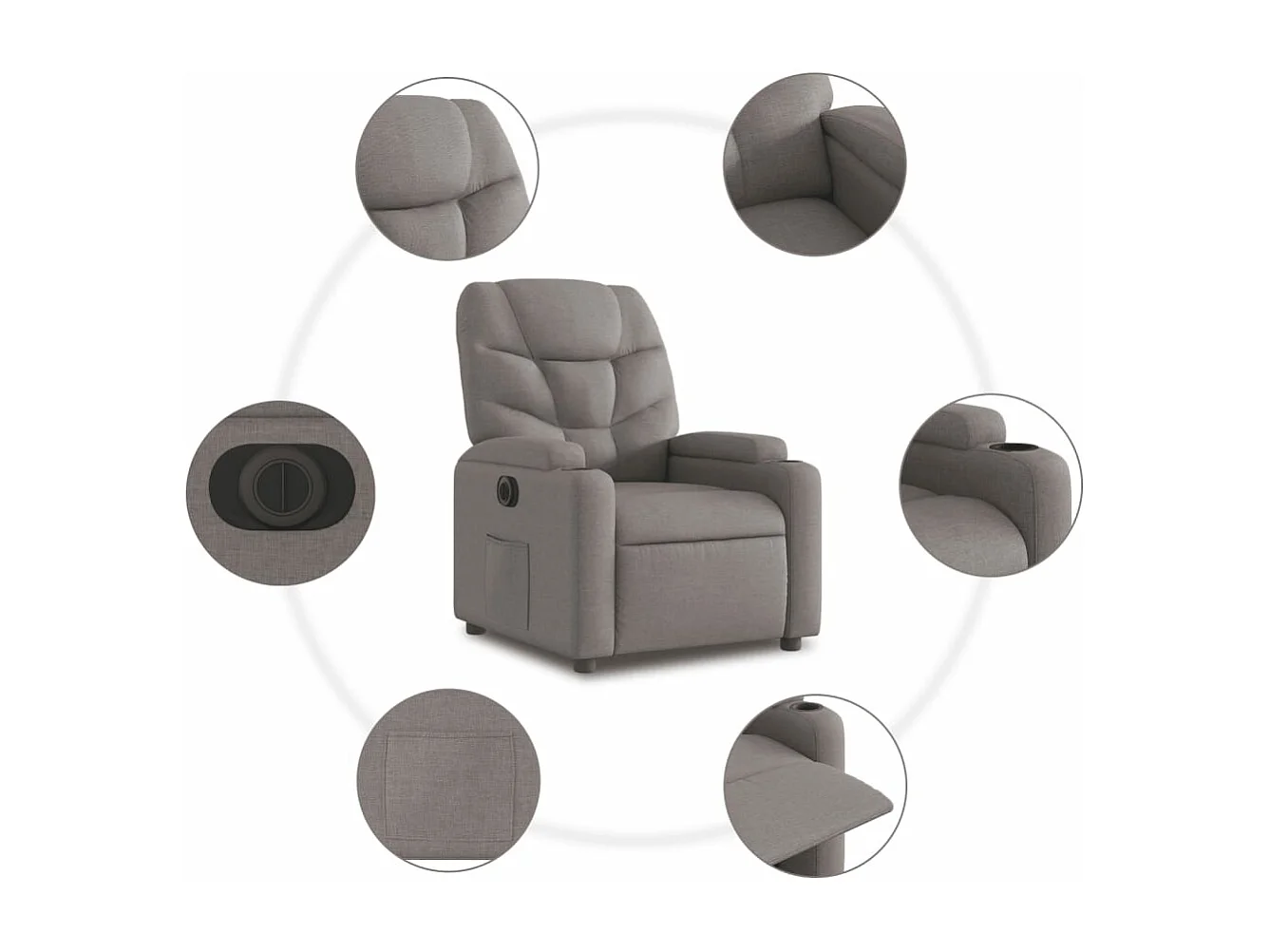 Fauteuil inclinable électrique Taupe Tissu