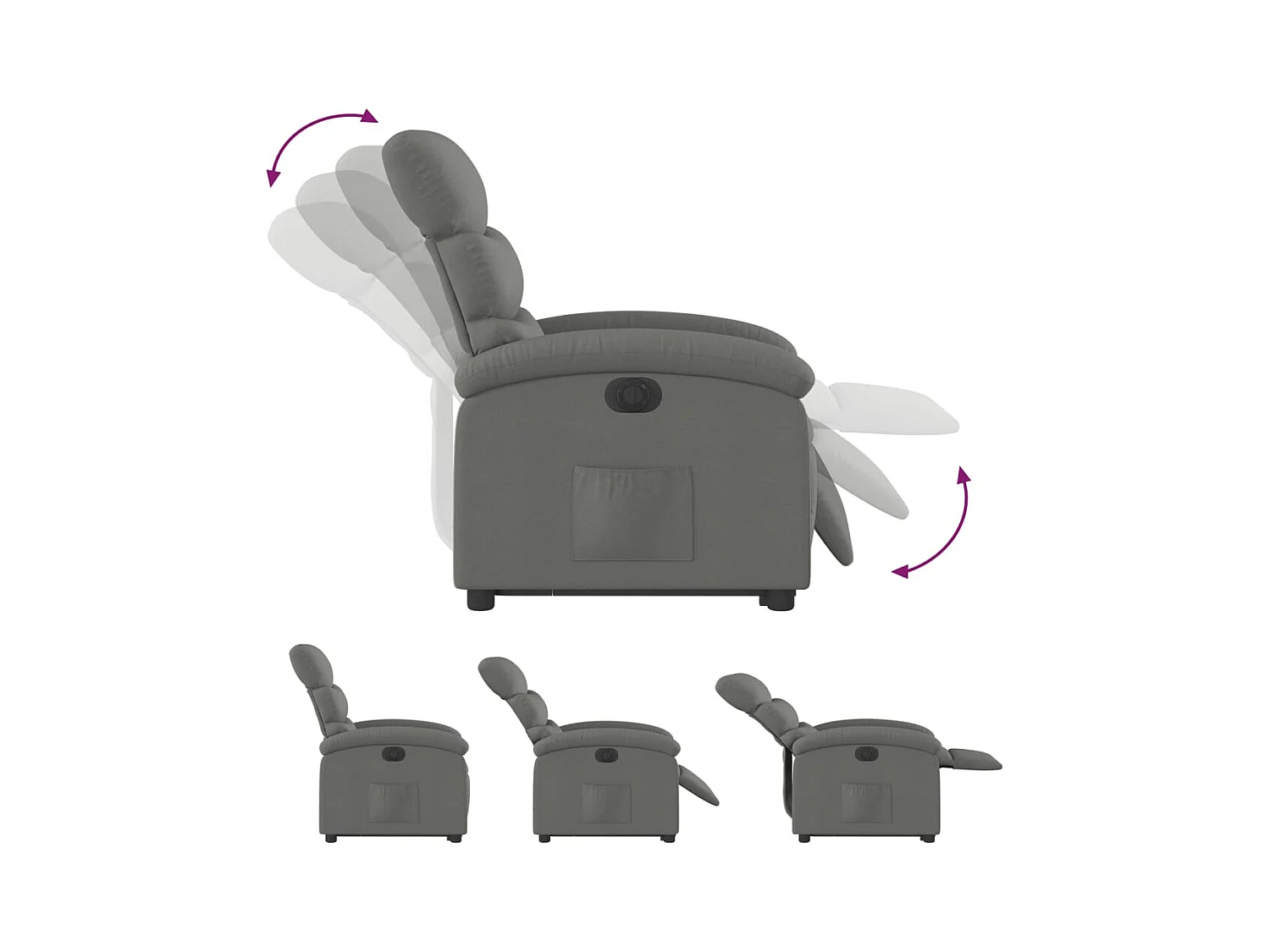 Fauteuil inclinable électrique gris foncé tissu