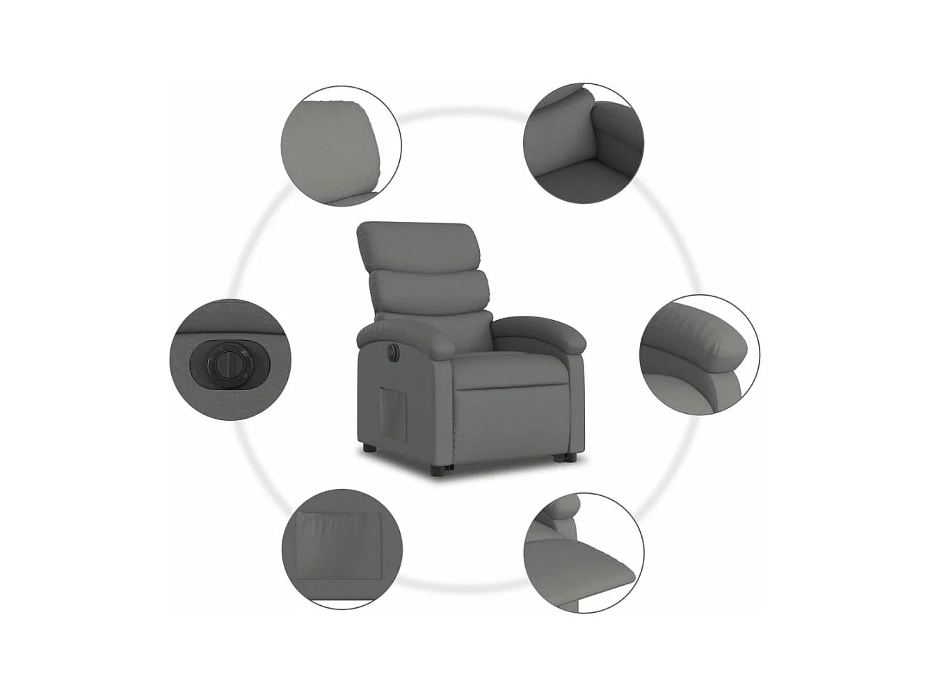 Fauteuil inclinable électrique gris foncé tissu