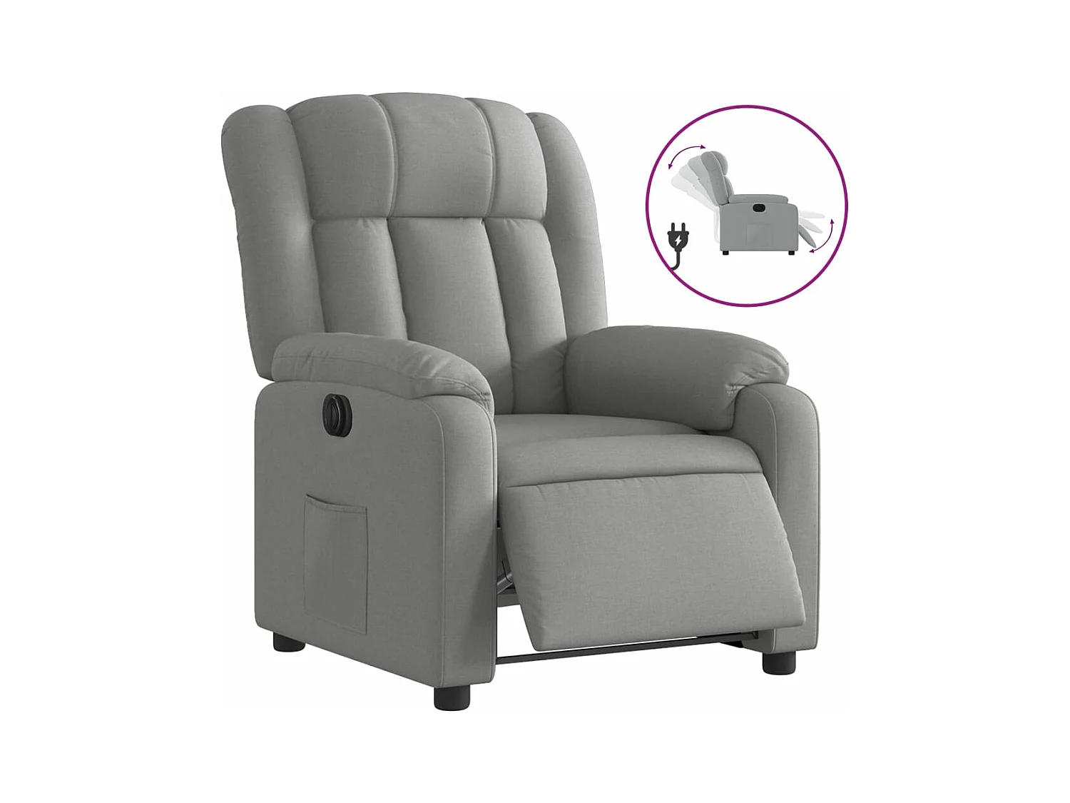 Fauteuil inclinable électrique Gris clair Tissu