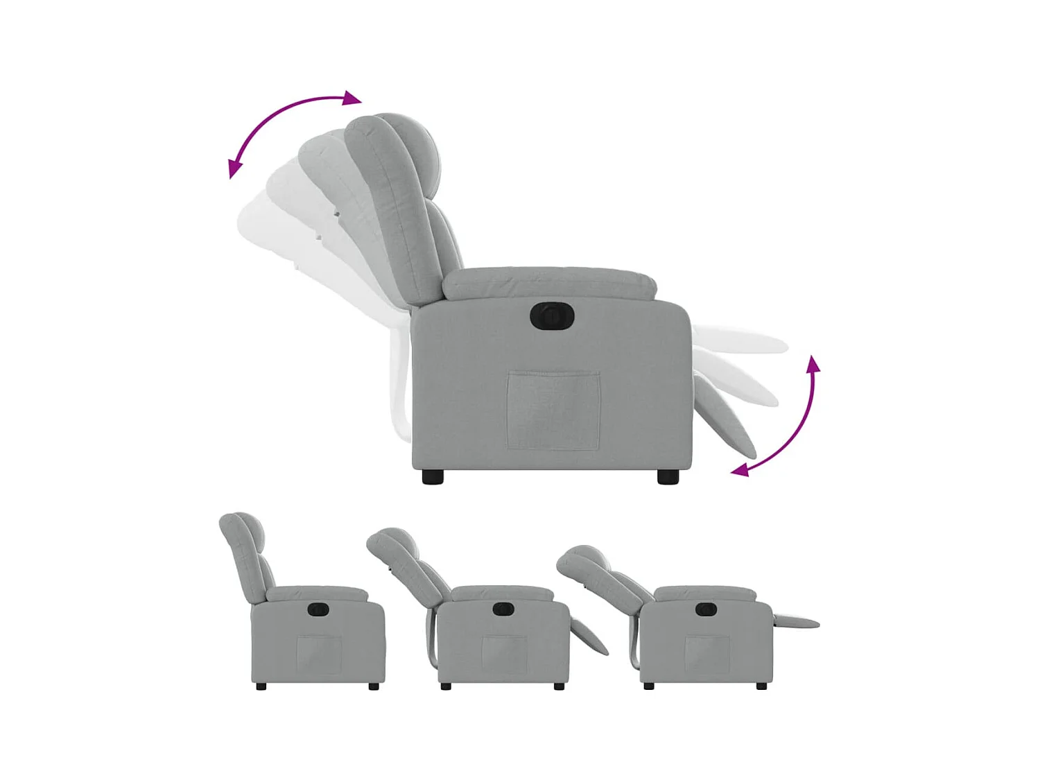 Fauteuil inclinable électrique Gris clair Tissu