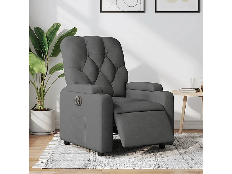 Fauteuil inclinable électrique Gris foncé Tissu