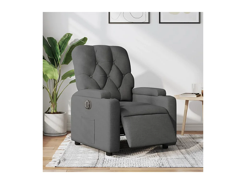 Fauteuil inclinable électrique Gris foncé Tissu