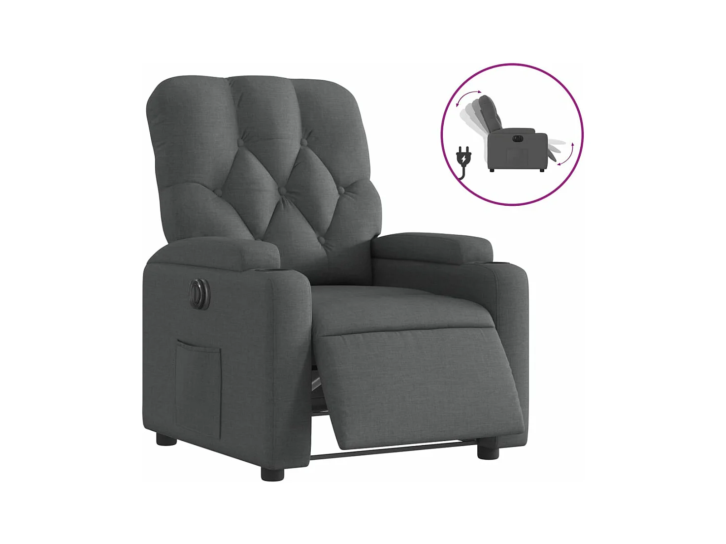 Fauteuil inclinable électrique Gris foncé Tissu