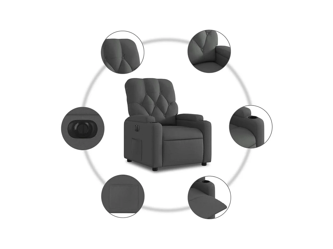 Fauteuil inclinable électrique Gris foncé Tissu