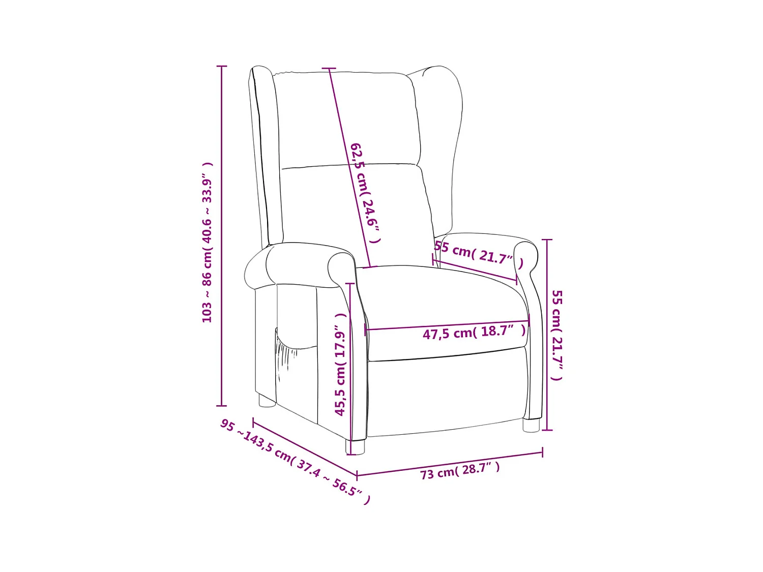 Fauteuil inclinable Noir Tissu