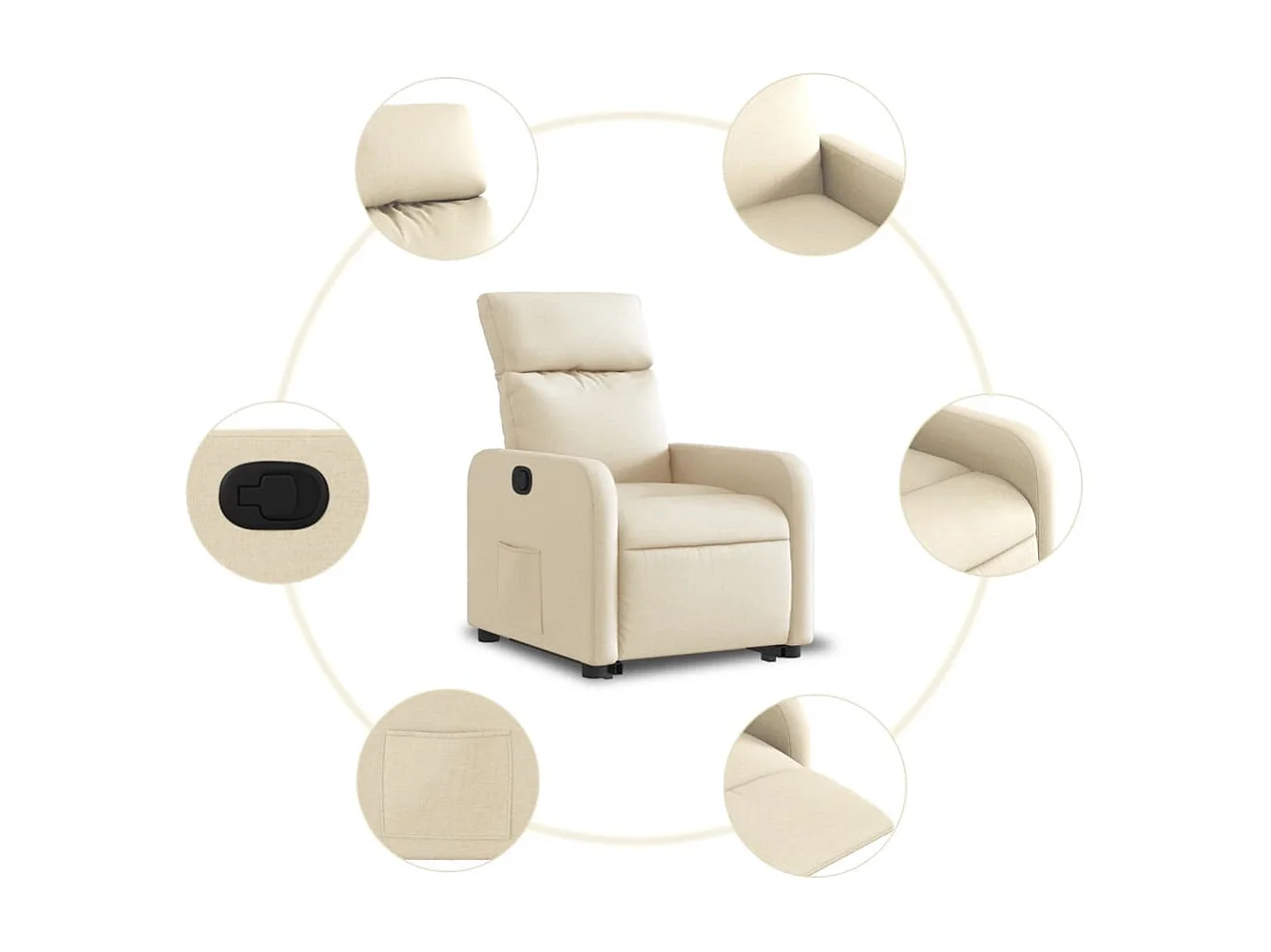 Poltrona reclinável elevatória tecido cor creme