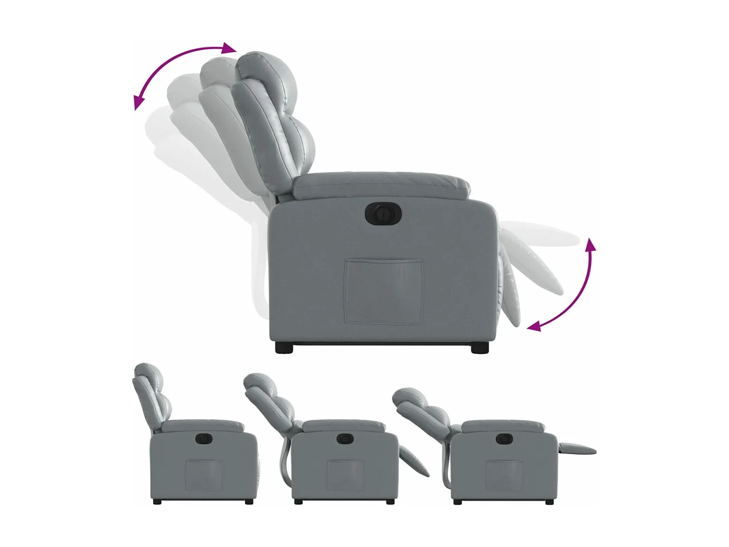 Fauteuil inclinable électrique gris similicuir