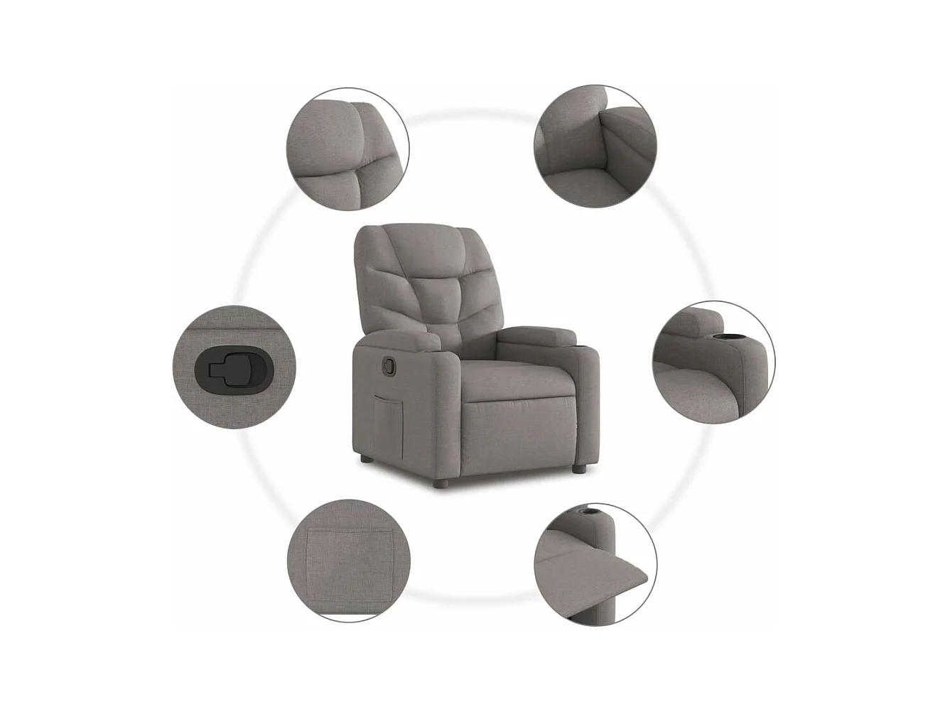 Fauteuil inclinable taupe tissu