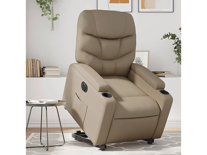 Sillón elevable eléctrico cuero artificial capuchino