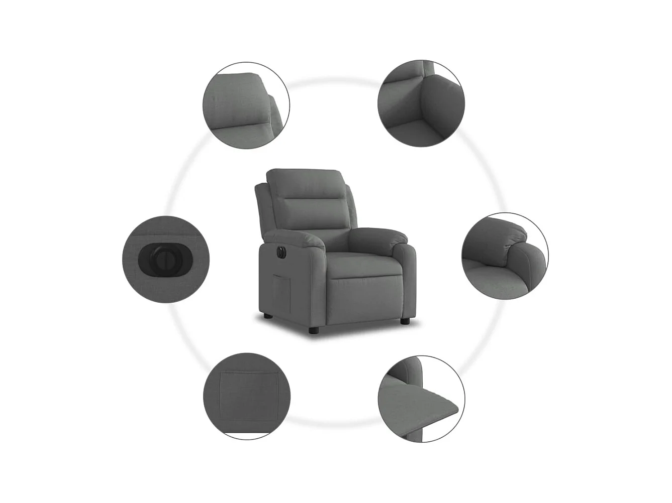 Fauteuil inclinable électrique Gris foncé Tissu