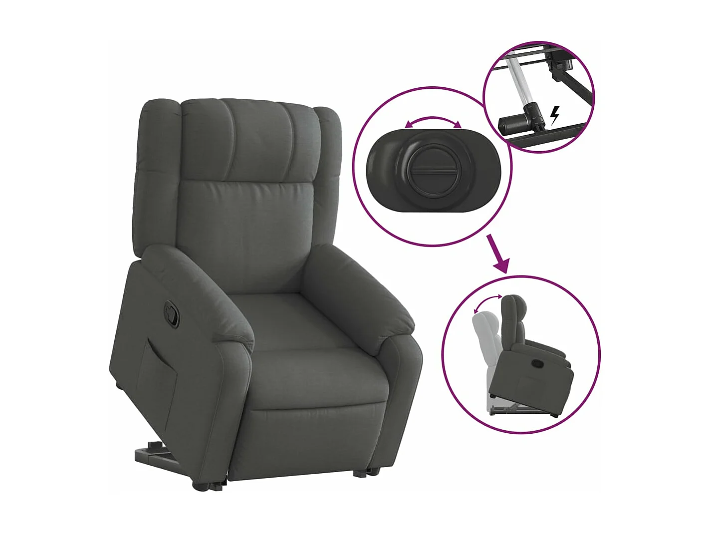 Fauteuil inclinable Gris foncé Tissu