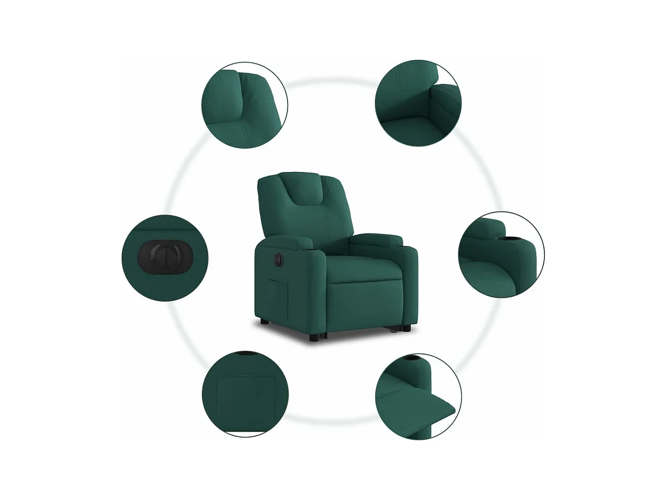 Fauteuil inclinable électrique vert foncé tissu