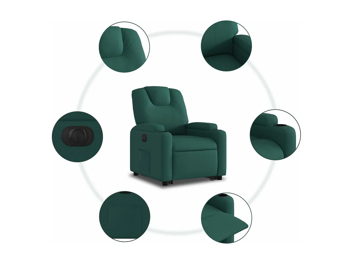 Fauteuil inclinable électrique vert foncé tissu