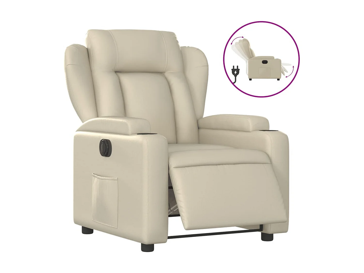 Fauteuil inclinable électrique Crème Similicuir