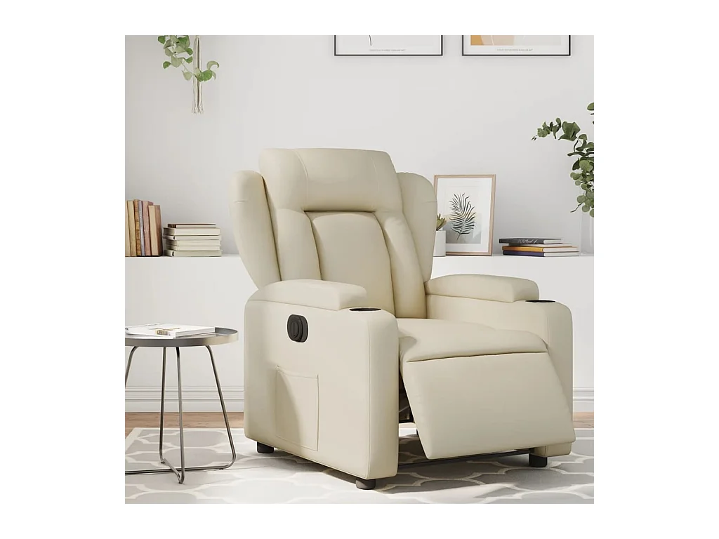Fauteuil inclinable électrique Crème Similicuir