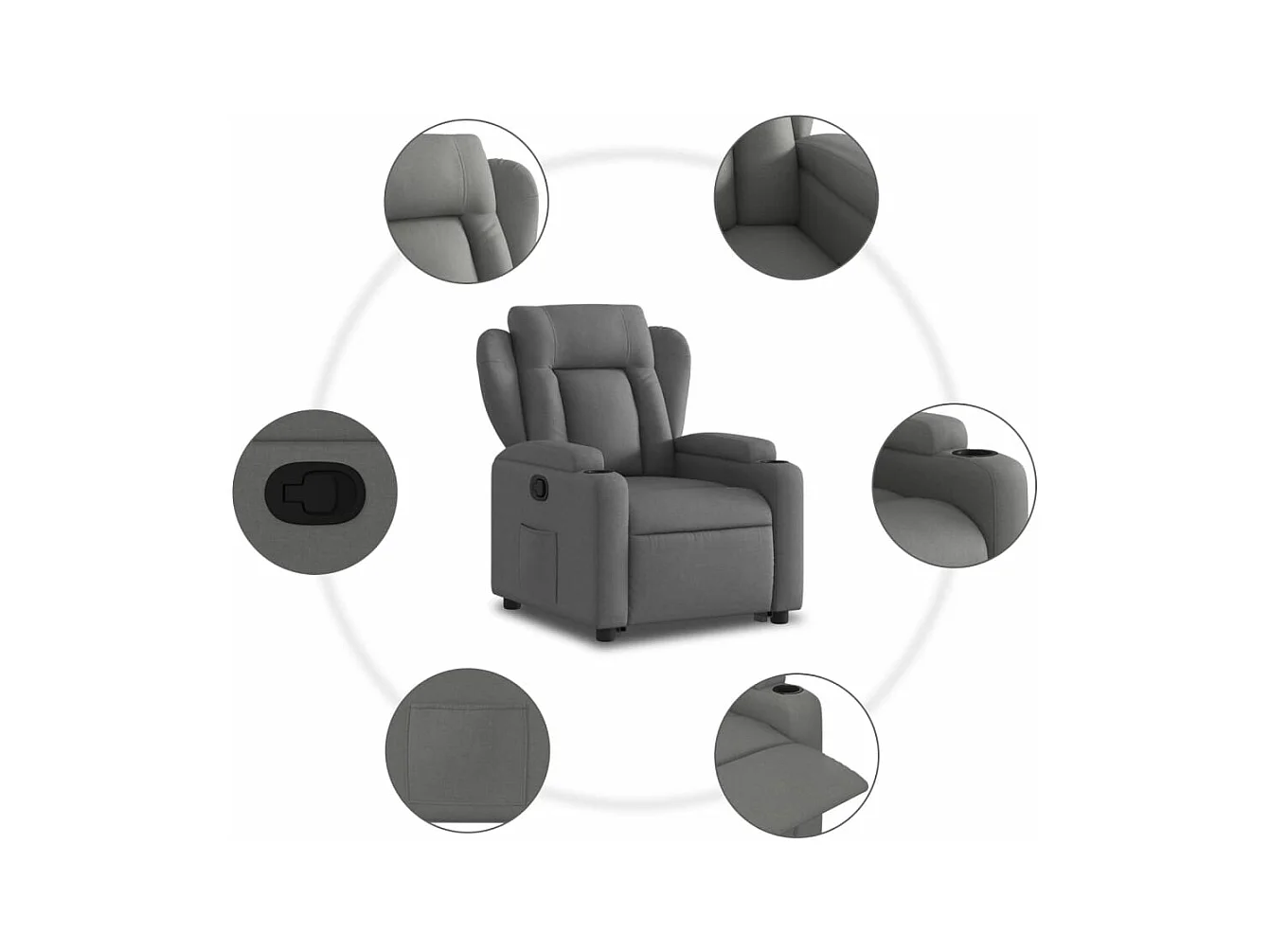 Fauteuil inclinable Gris foncé Tissu