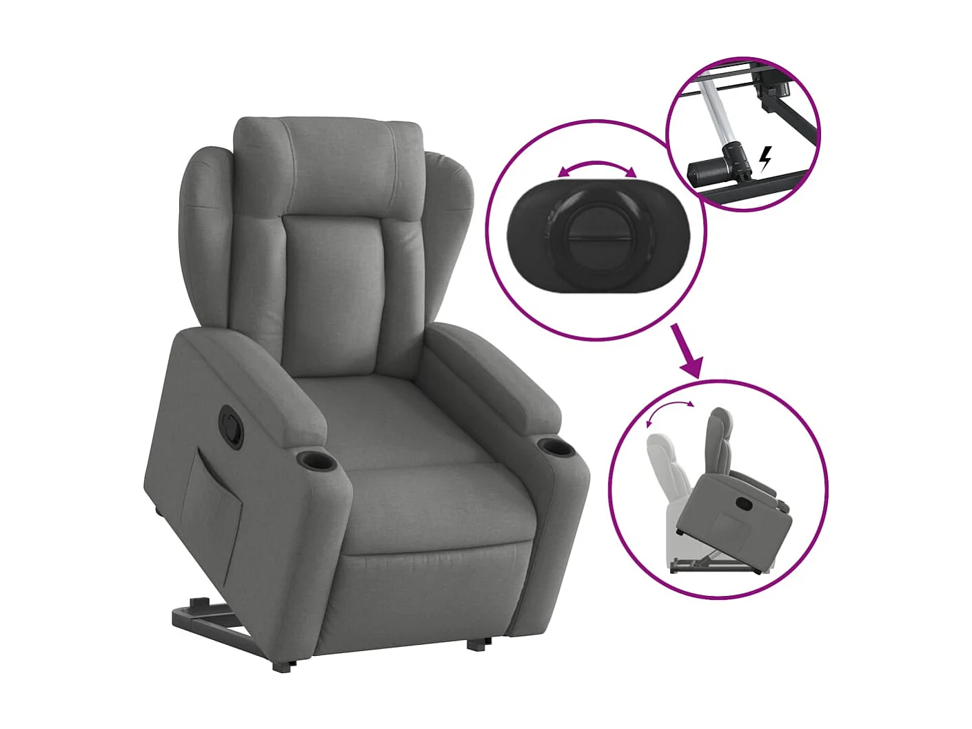 Fauteuil inclinable Gris foncé Tissu