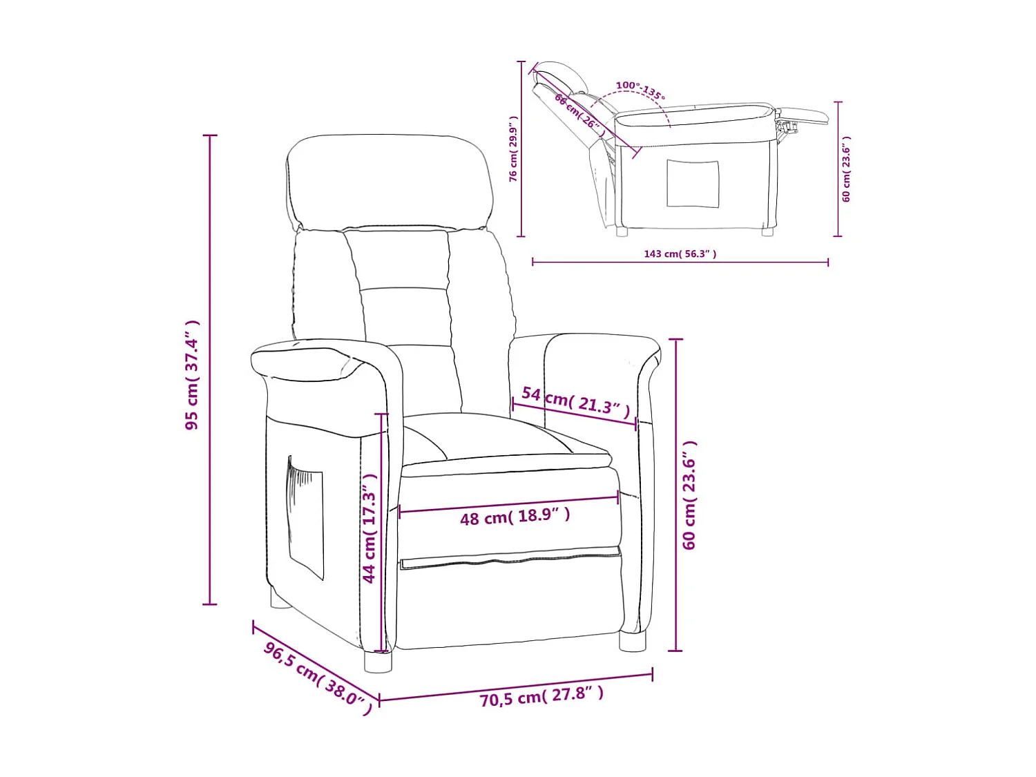 Fauteuil inclinable Beige Tissu microfibre