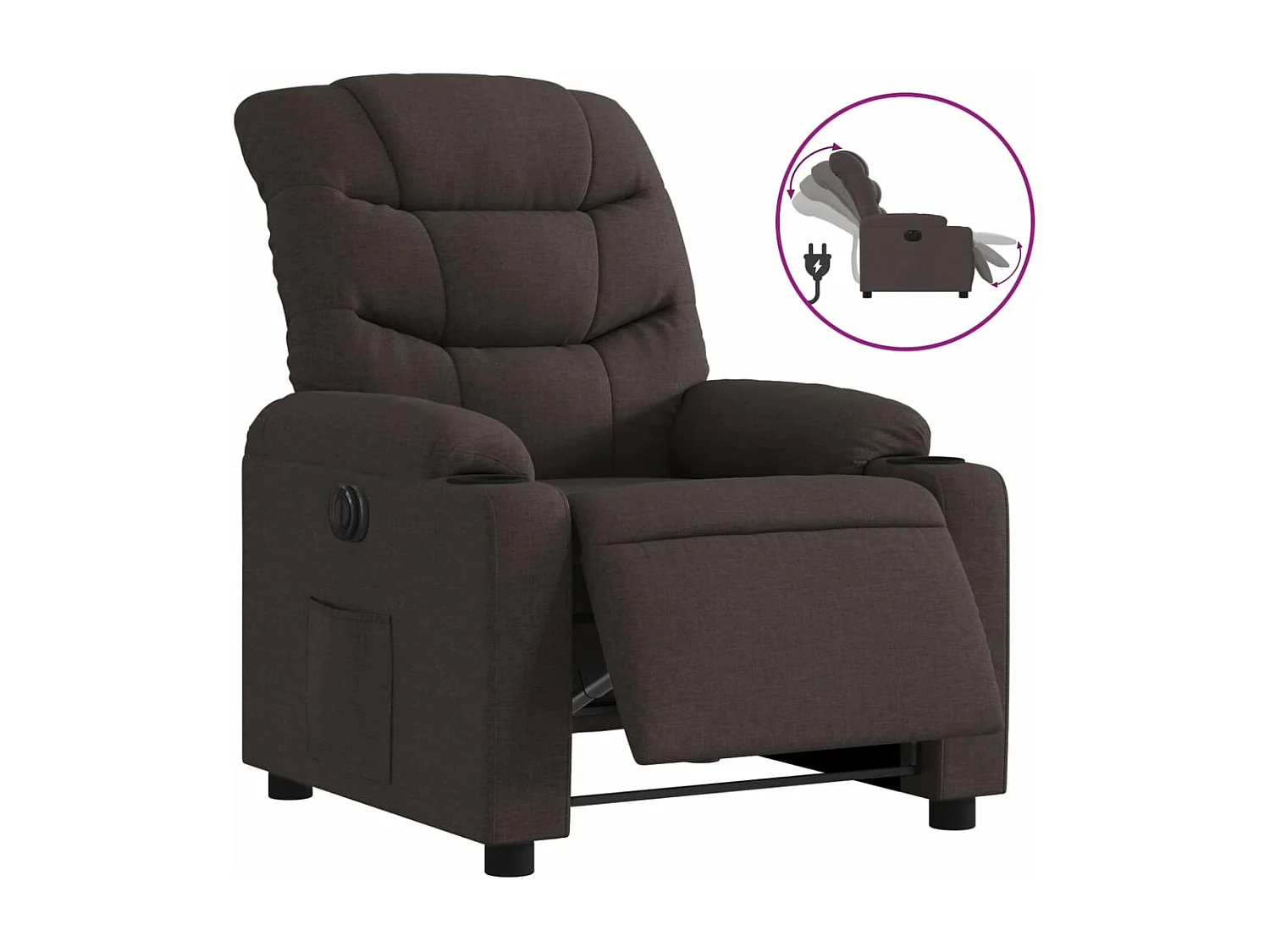 Fauteuil inclinable électrique Marron foncé Tissu